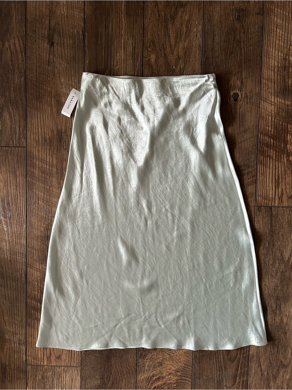Aritzia Pale Mint Slip Satin Midi Skirt
